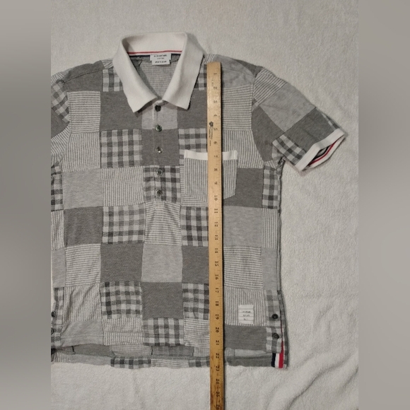 THOM BROWNE Made in Japan Cotton Patchwork Short Sleeve Polo Button down Shirt - Picture 14 of 16